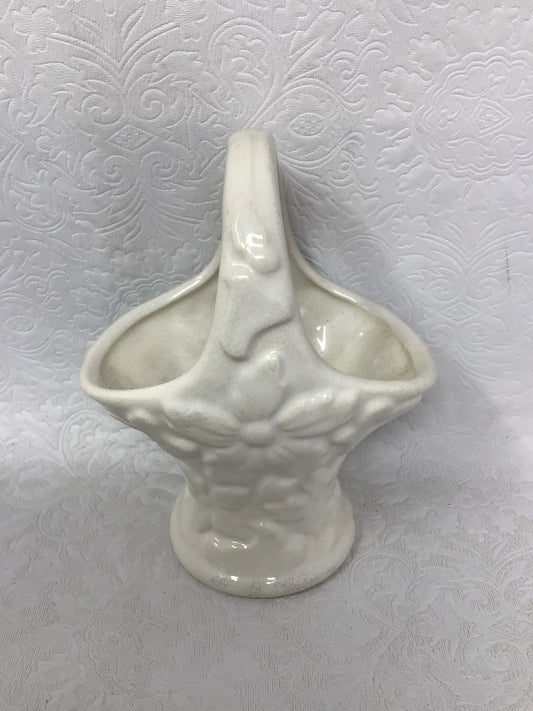Small White Ceramic Flower Basket