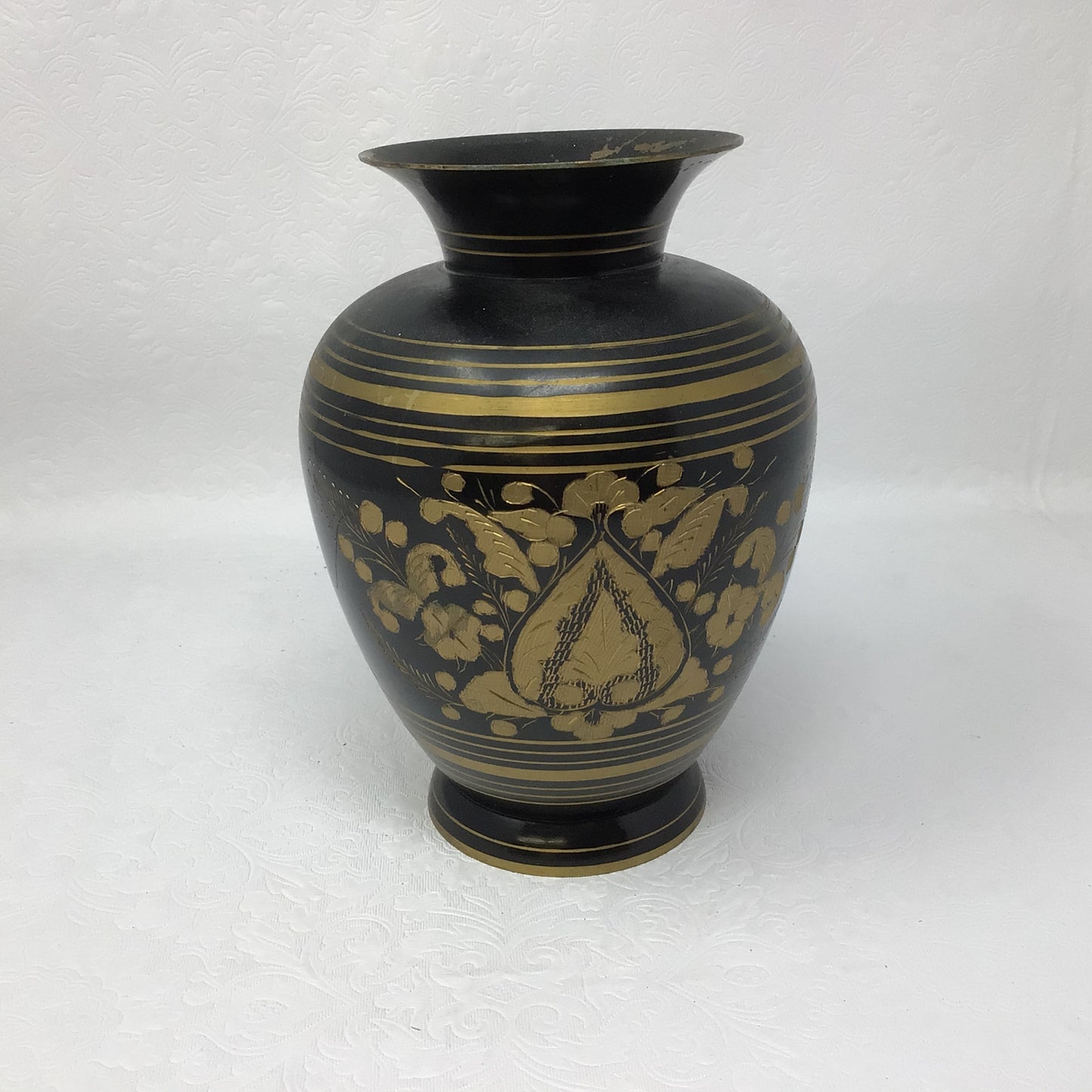 Vintage Brass Inlay Vase