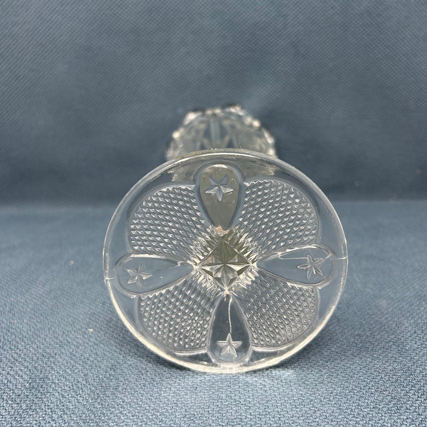 Vintage Ohio Flint Glass Clear Diamond Vase