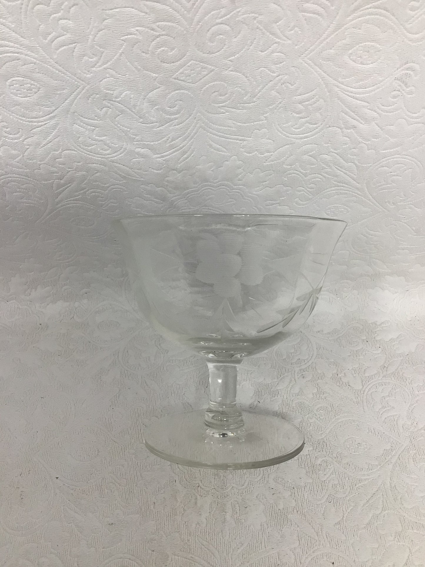 Etched Grapes & Leaves Short Stem Coupe/Dessert Glasses, Set of 6