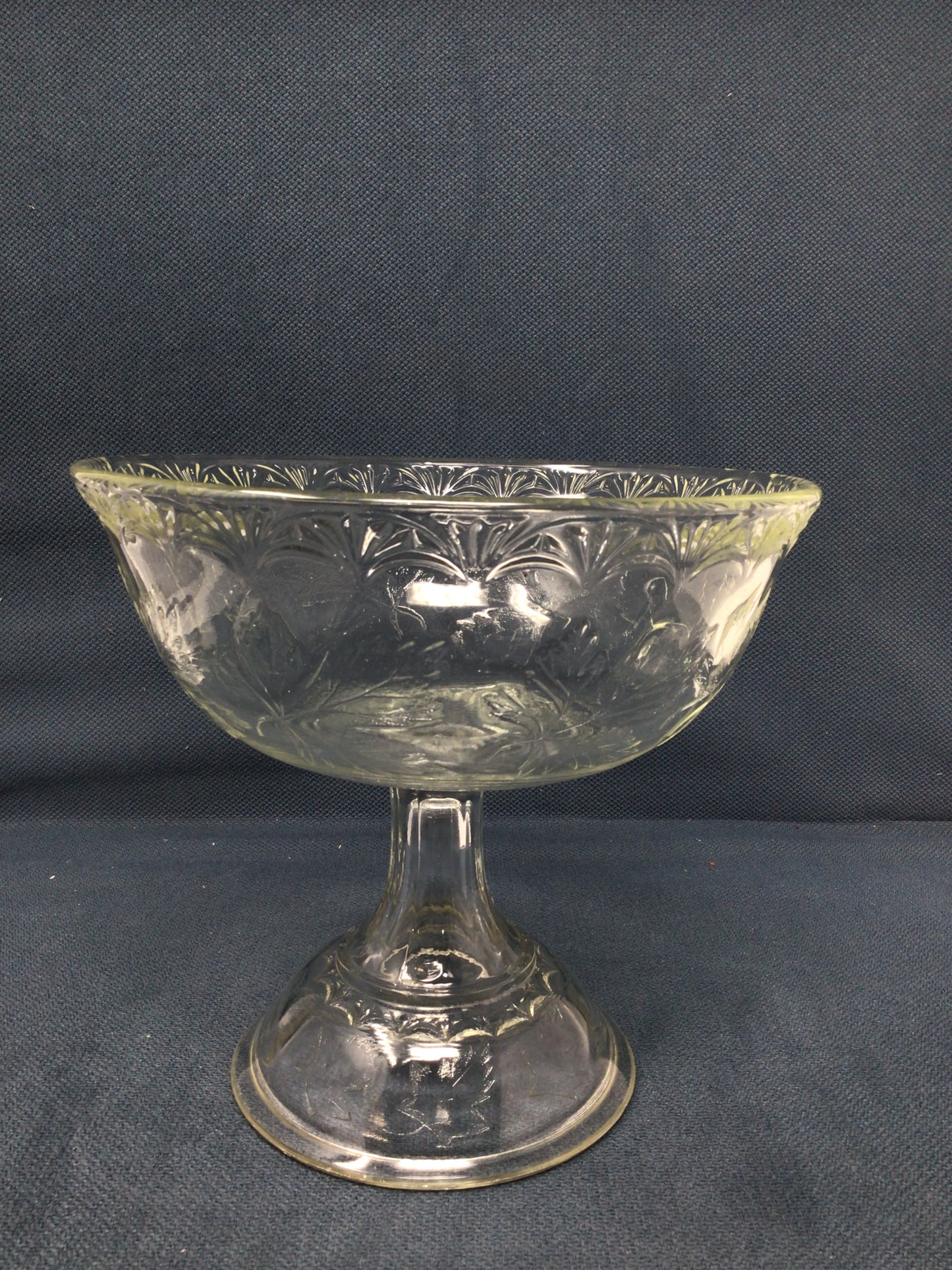Antique Maple Leaf Early American Pattern Glass Compote