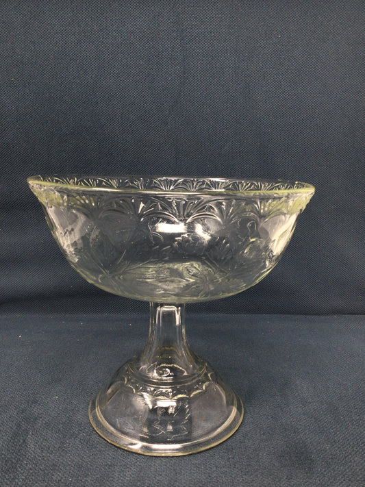 Antique Maple Leaf Early American Pattern Glass Compote