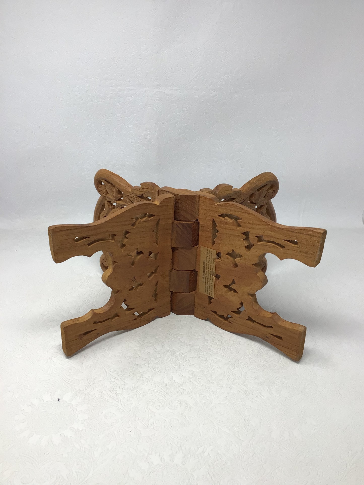 Traditional Hand-Carved Wooden Folding Book Stand