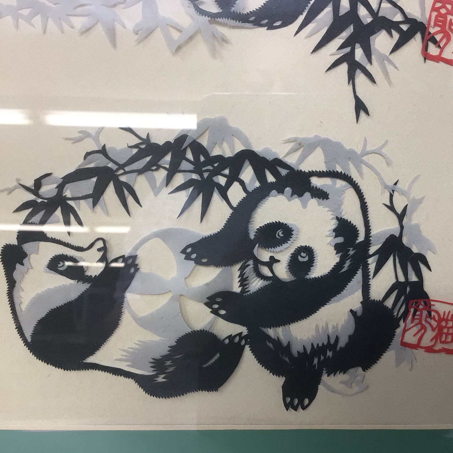 Set of Vintage Silk Embroidered Panda Artwork