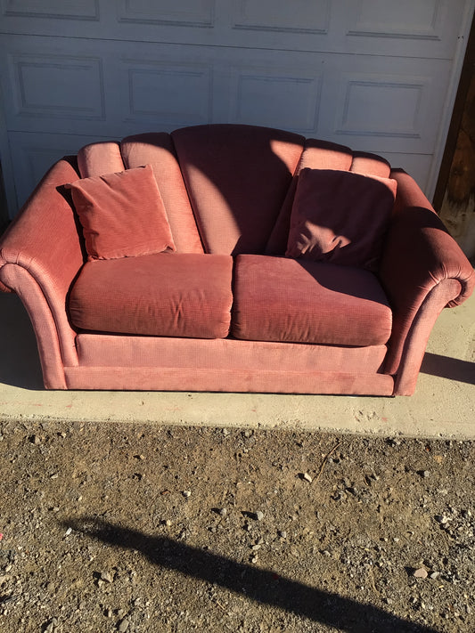 Pink Scalloped Back Loveseat