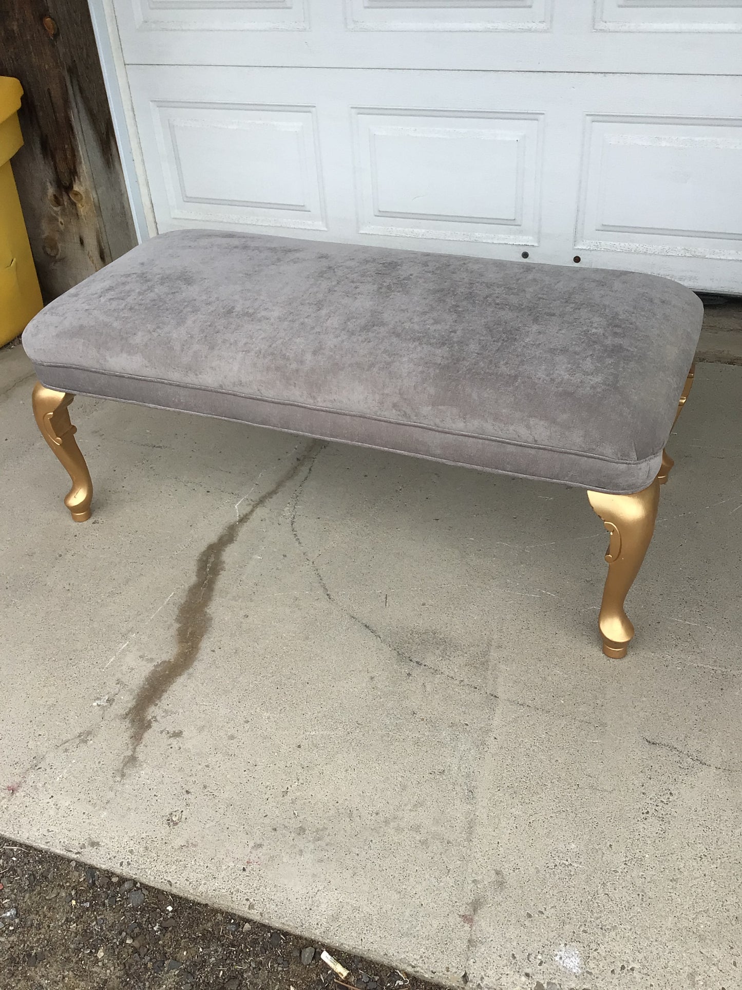 Grey Velvet Bench
