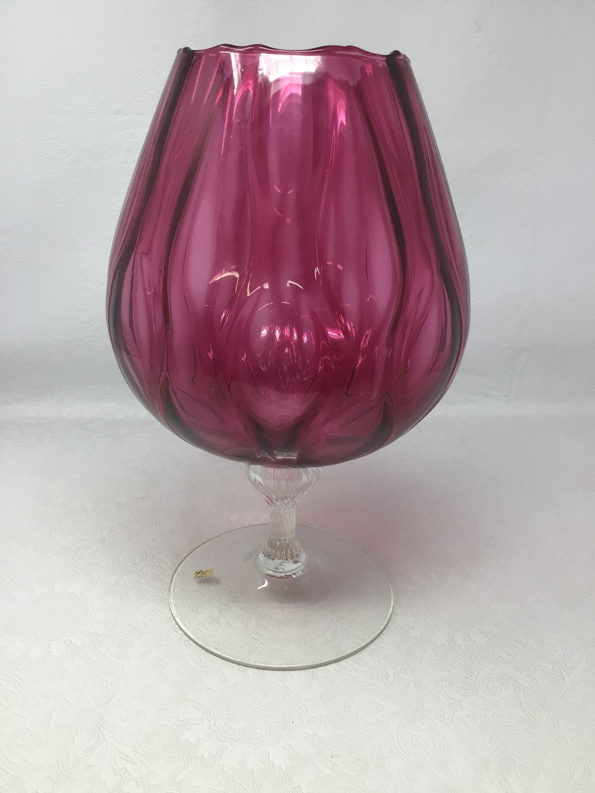 Vintage Large Cranberry Brandy Goblet Vase