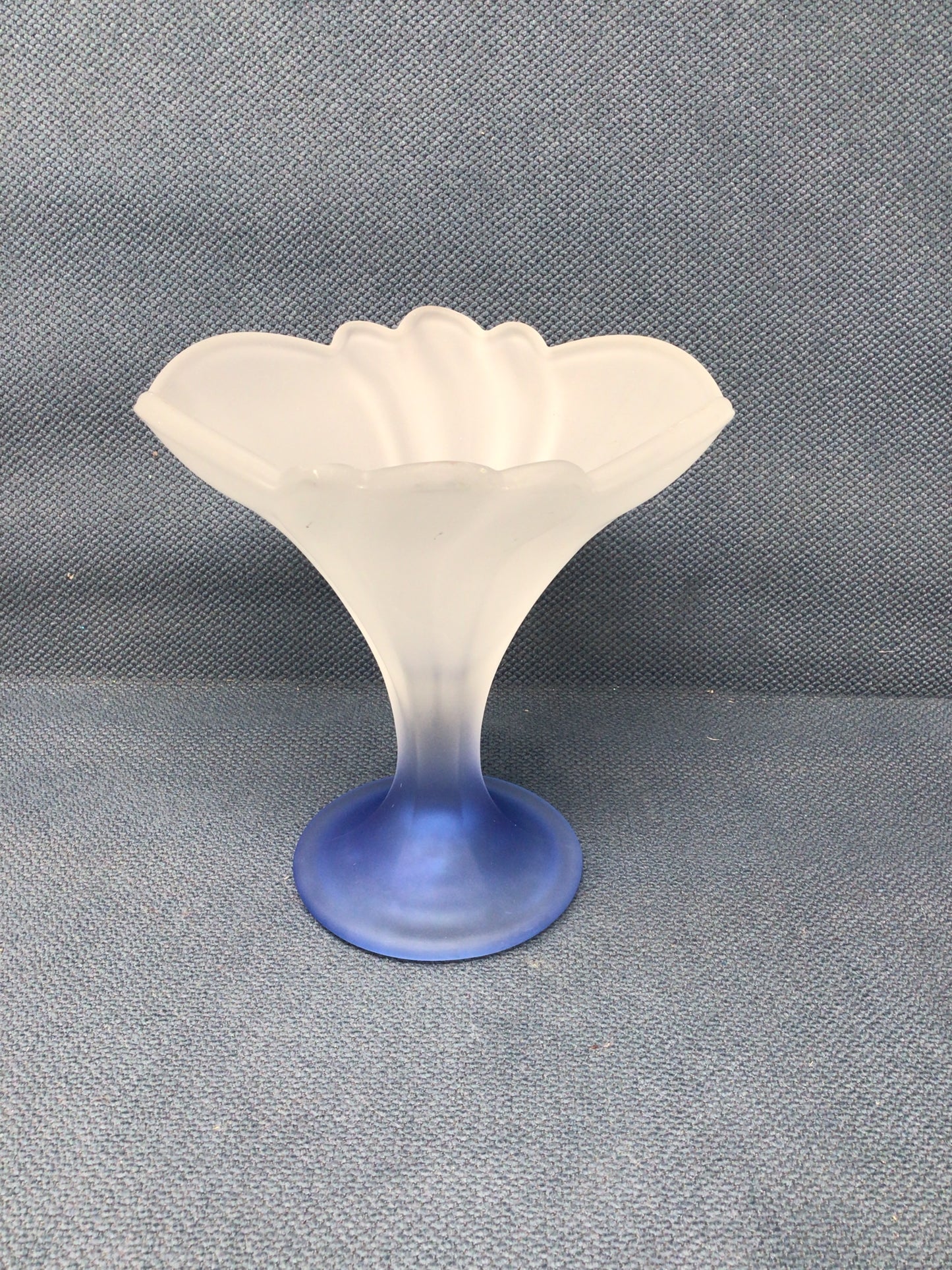 Vintage Frosted Glass Tulip Pedestal Bowl