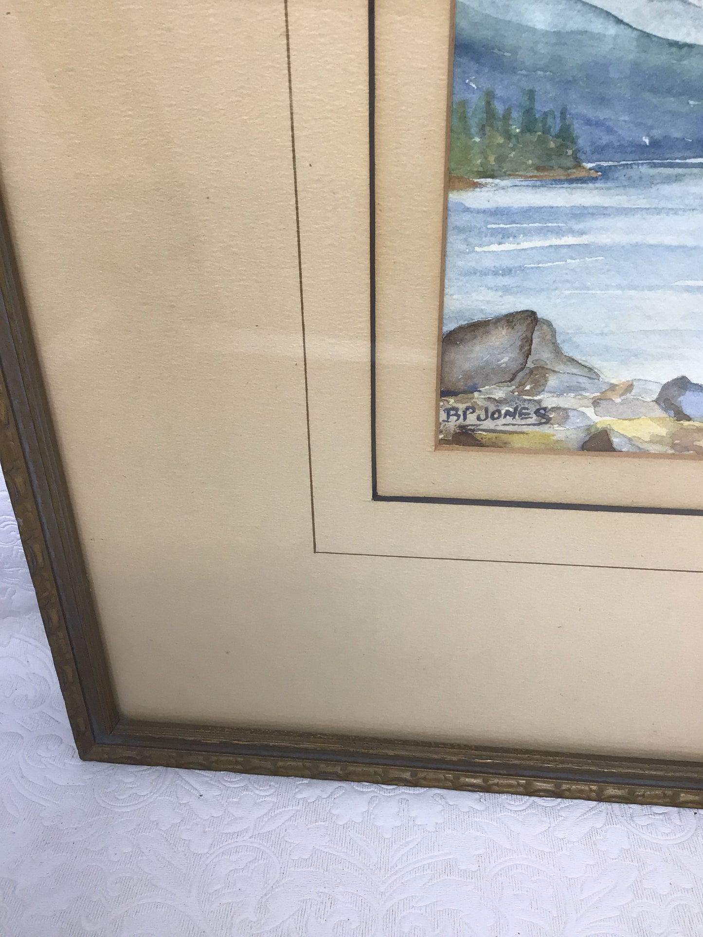 Framed Watercolour of a Mountain Landscape by BP Jones