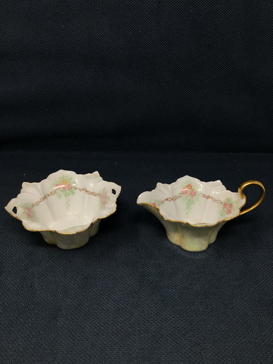 Iridescent Floral Creamer and sugar Set