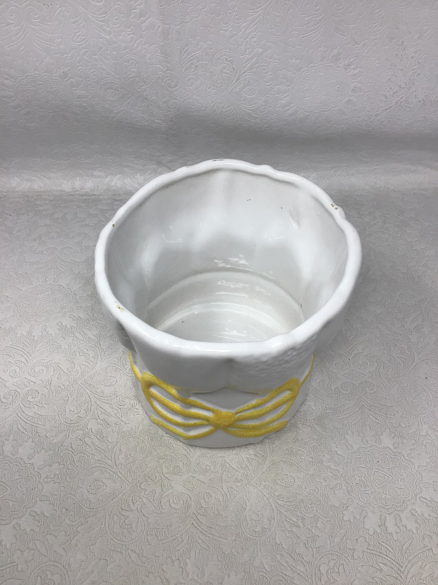 Vintage White Ceramic Basket-Weave Bowls