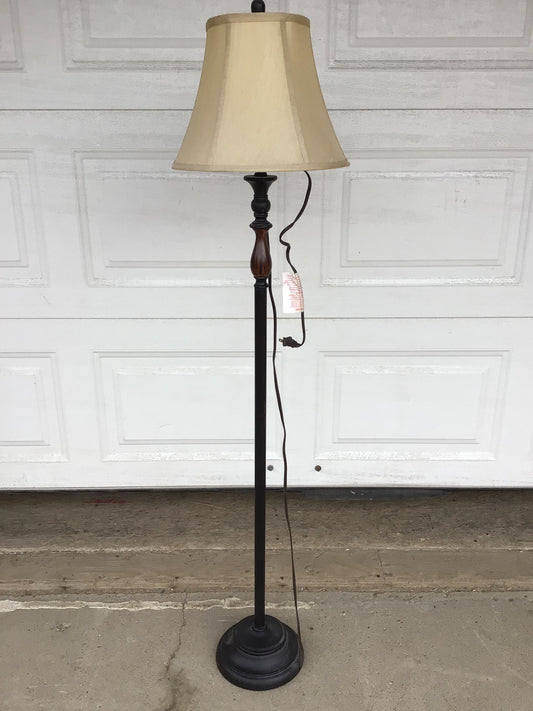 Metal and Faux Wood Floor Lamp