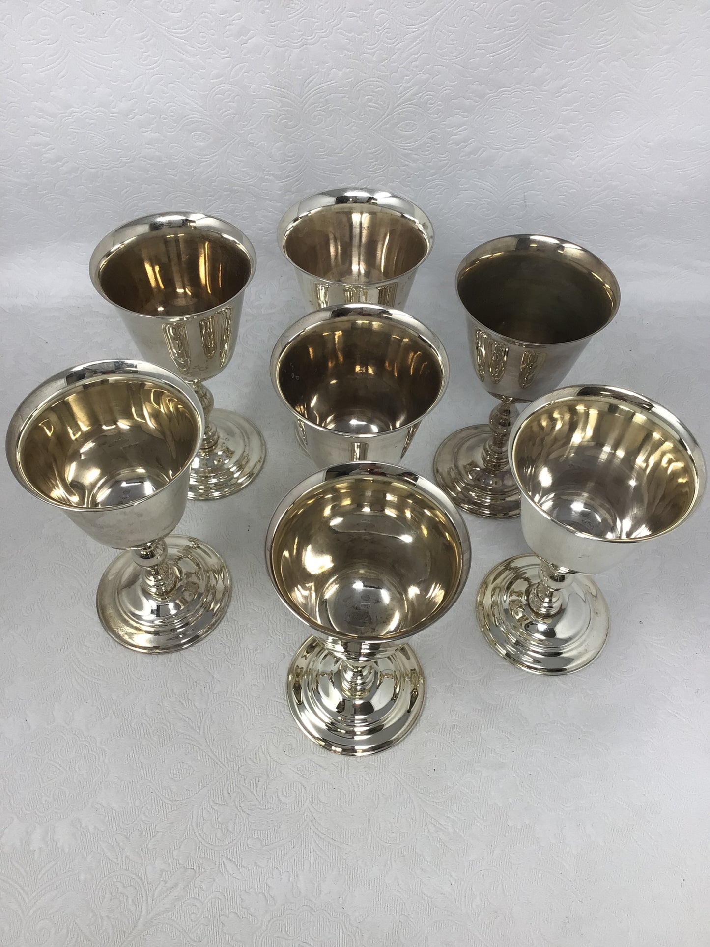 Set of 7 Silver Plated Goblets