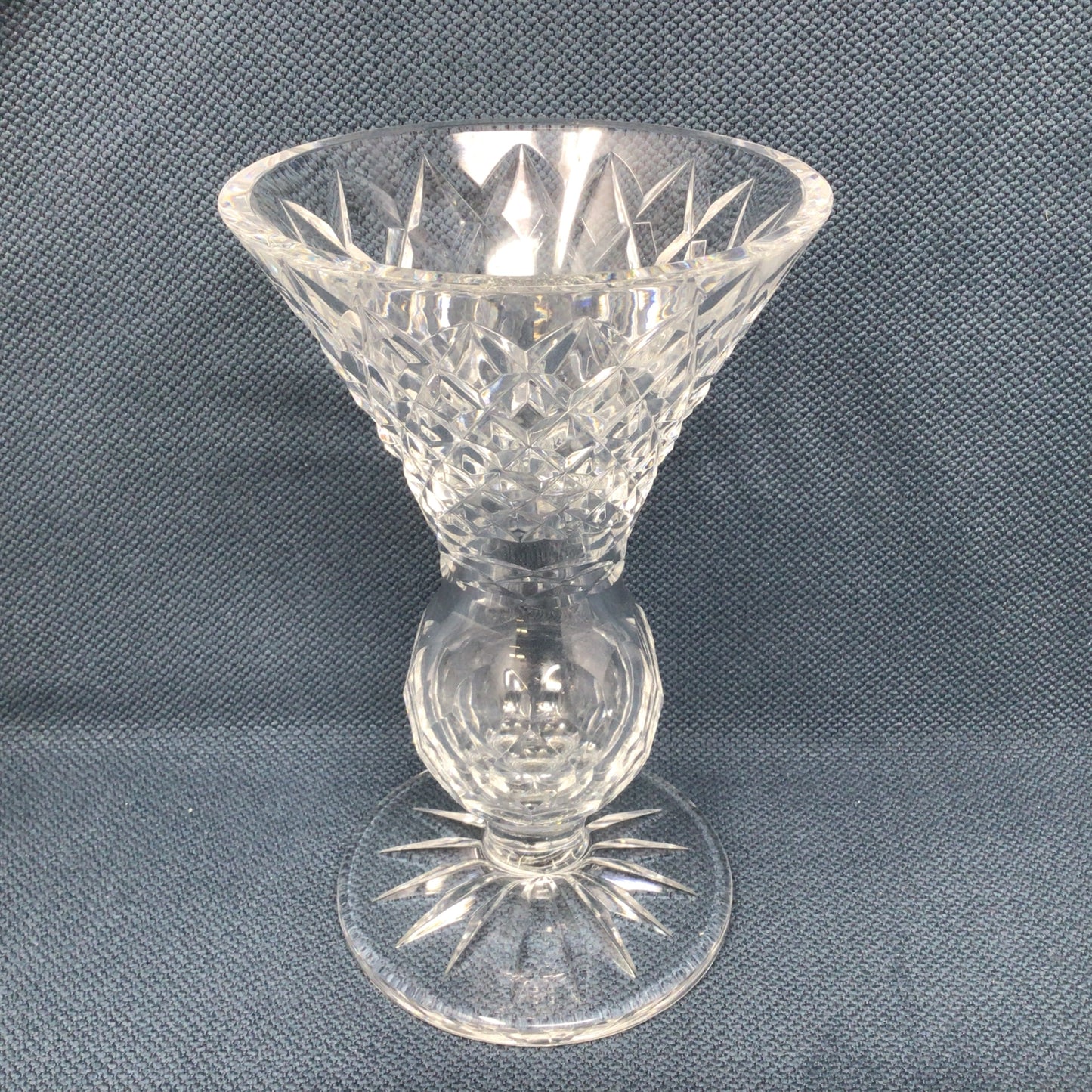 Set Of Two Tyrone Cut Crystal "Thistle" Vases