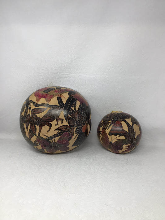 Set of 2 Round Hand Carved Wall Art
