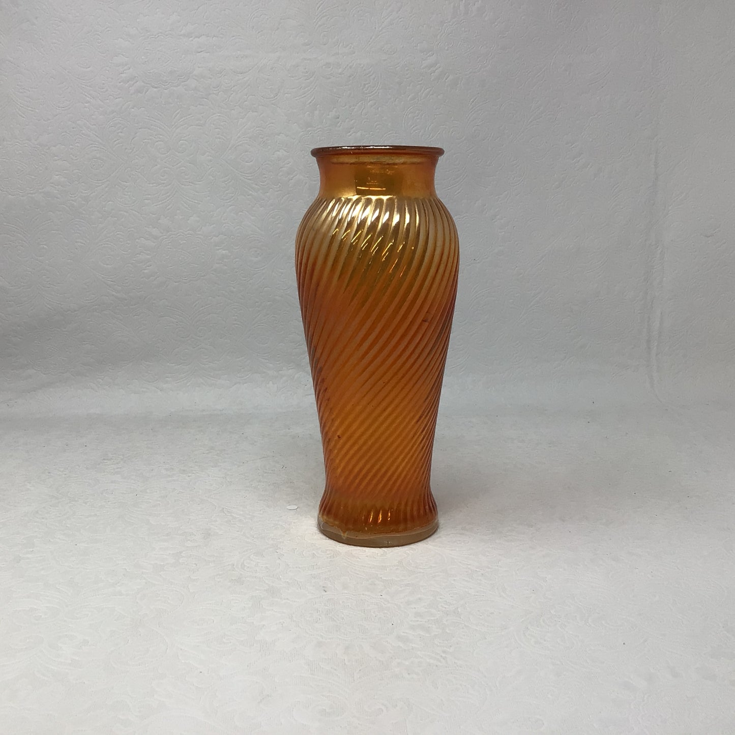 Marigold Iridescent Carnival Swirl Glass Vase