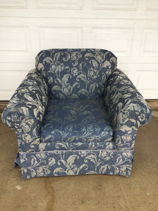 Blue Floral Print Armchair