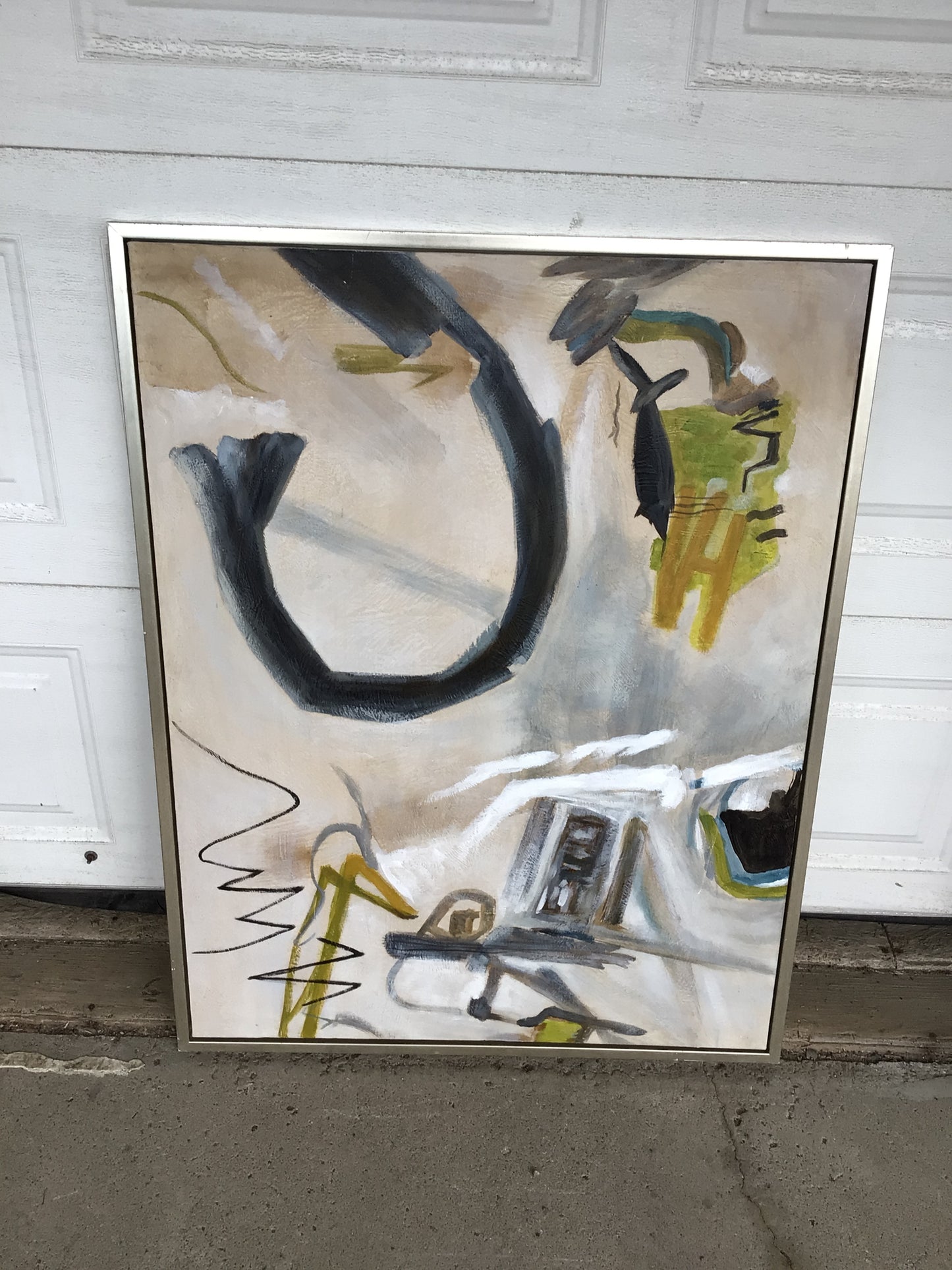 Abstract Painting In Silver Metal Frame
