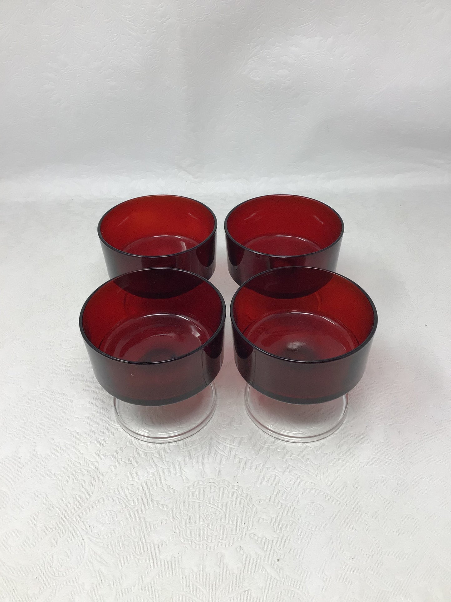 “Cavalier” Ruby Red Dessert Bowls, Set of 4