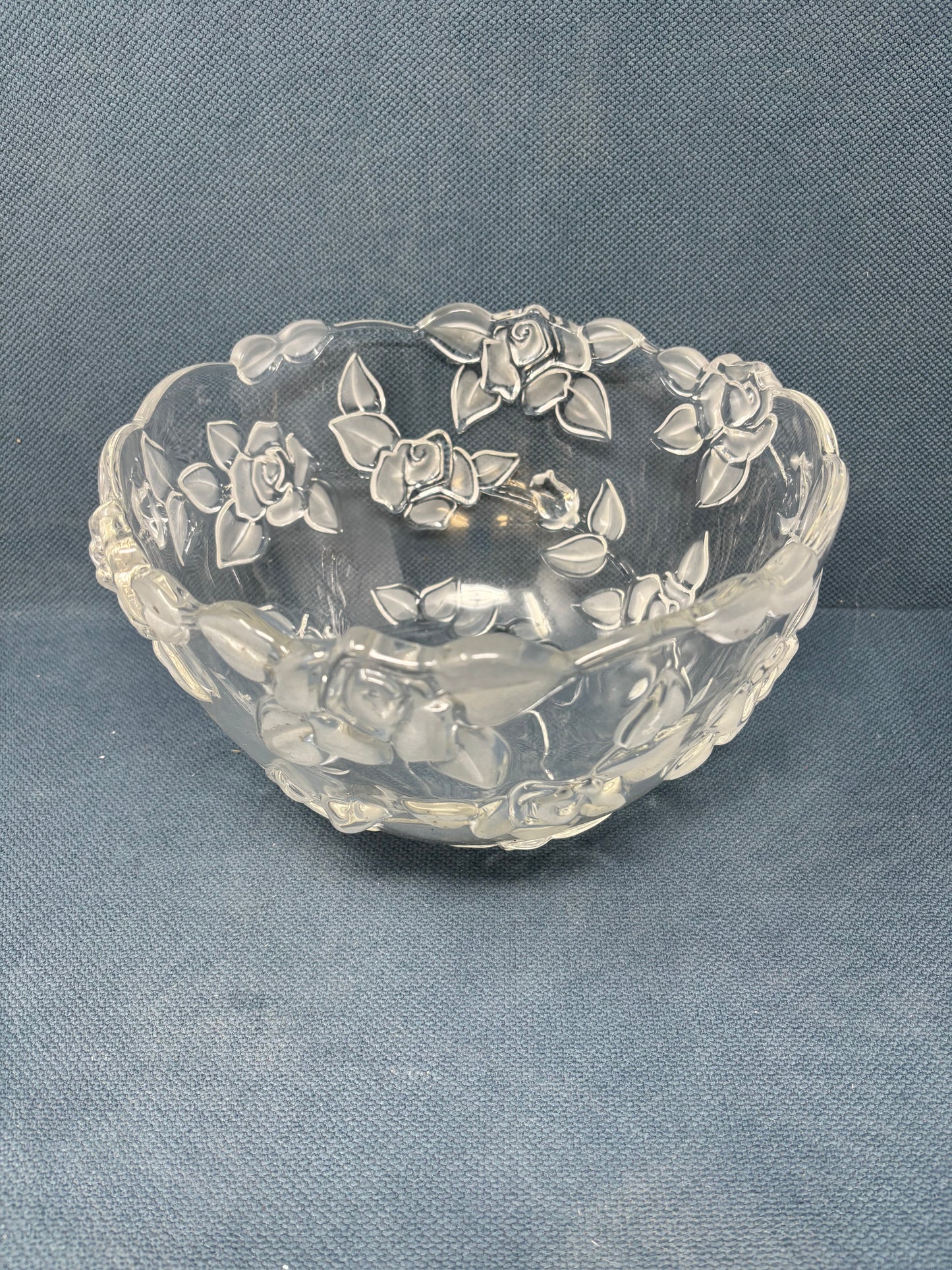 Vintage Walther Glas Carmen Satiniert Floral Crystal Bowl