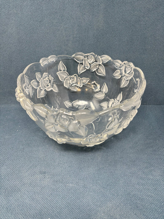 Vintage Walther Glas Carmen Satiniert Floral Crystal Bowl