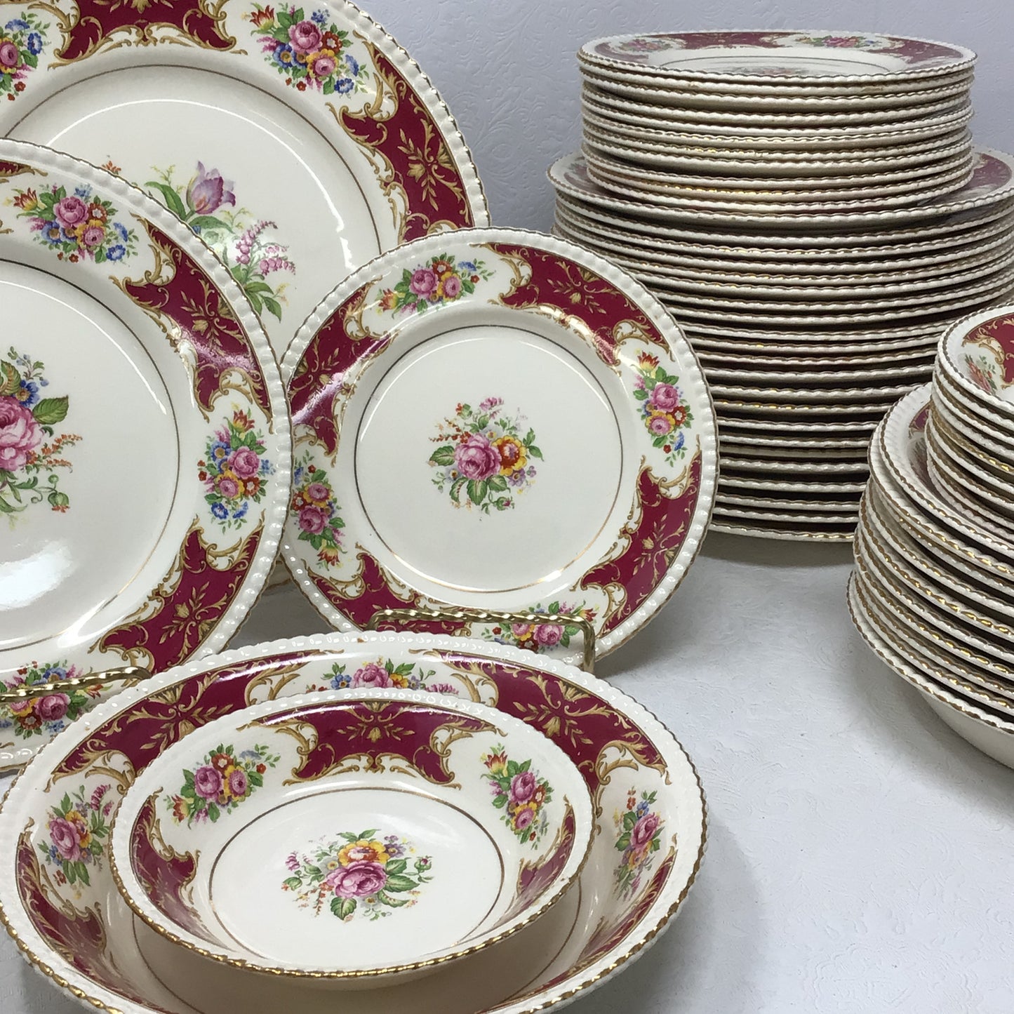“Rosita” Dinnerware 18k Gold Rimmed 62 pc Set