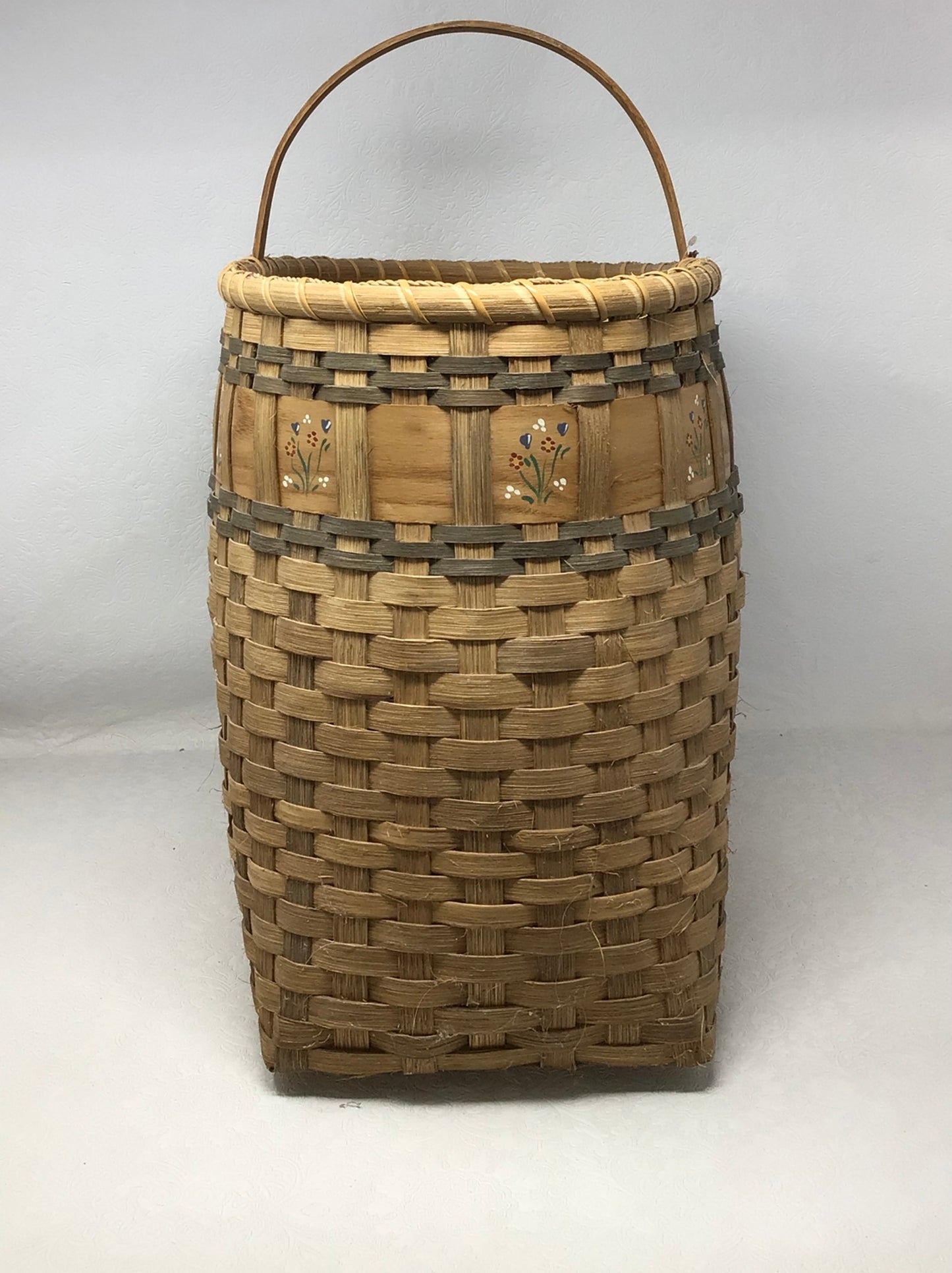 Vintage Rustic Country Woven Stair Basket
