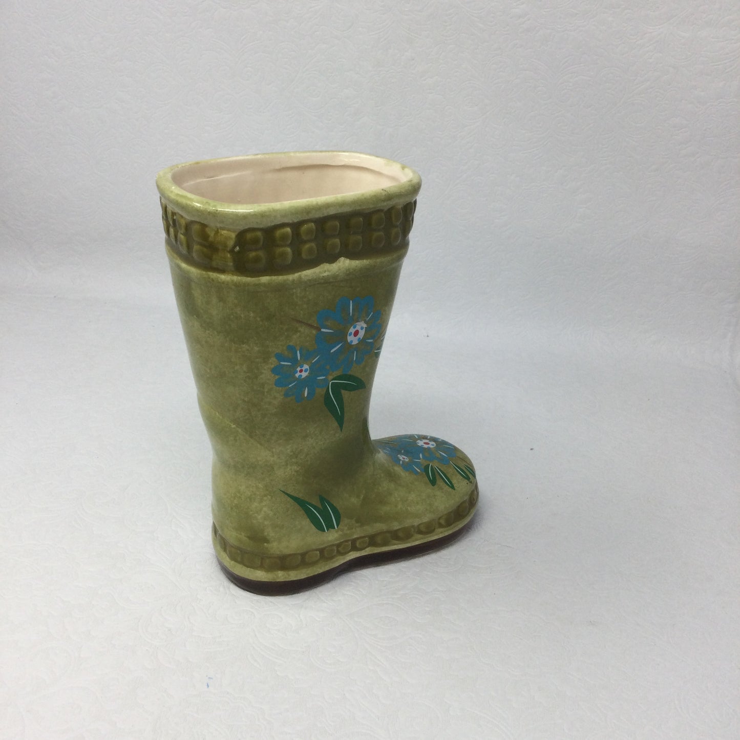 Vintage ceramic floral rain boot