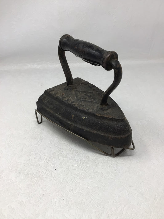 Antique BS & M Hamilton Flat Iron With Stand