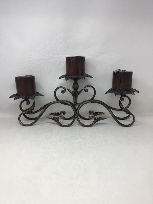 Triple Leaf Wrought Iron Candle Holder