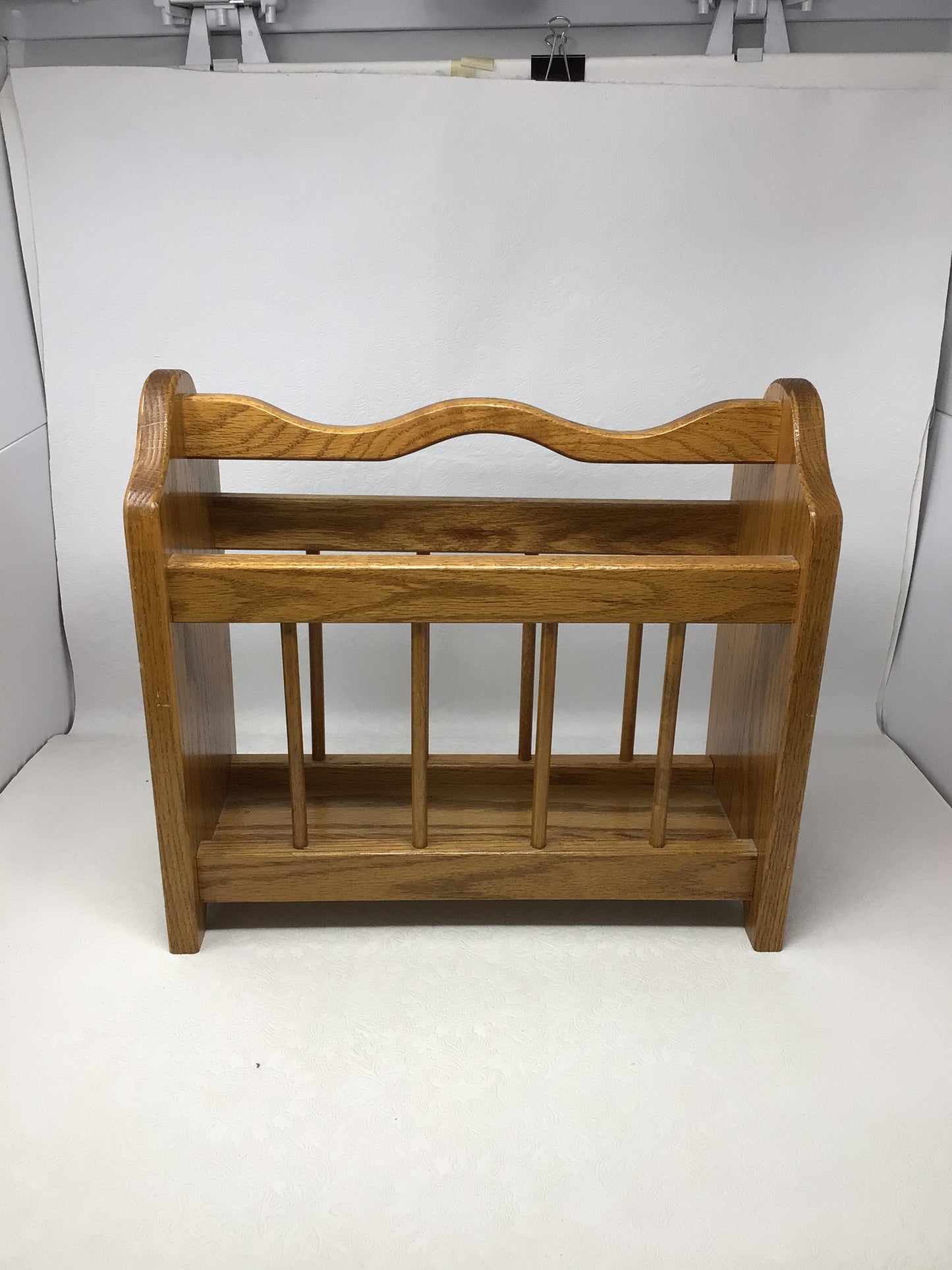 Vintage Solid Oak Magazine Rack
