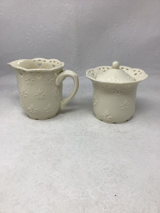 Cream Lace Creamer and Sugar by Skye McGhie