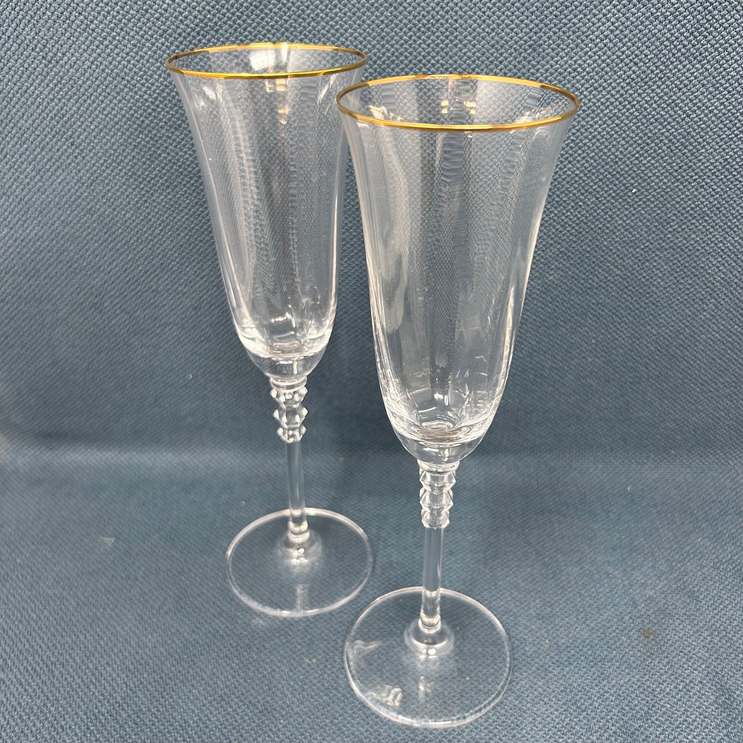 Set of 2 Crystal Glass Champagne Flute