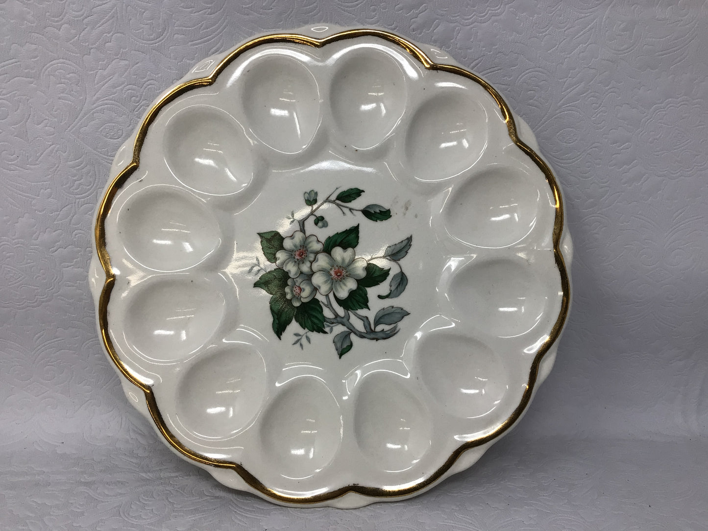 Vintage 22K Gold Edged Devilled Egg Platter