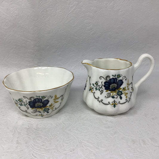 Royal Tara Blue Floral Creamer and Sugar Dish