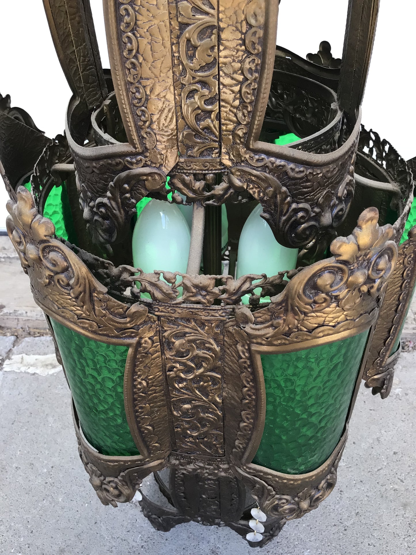Vintage Emerald Green Gothic Light Fixture