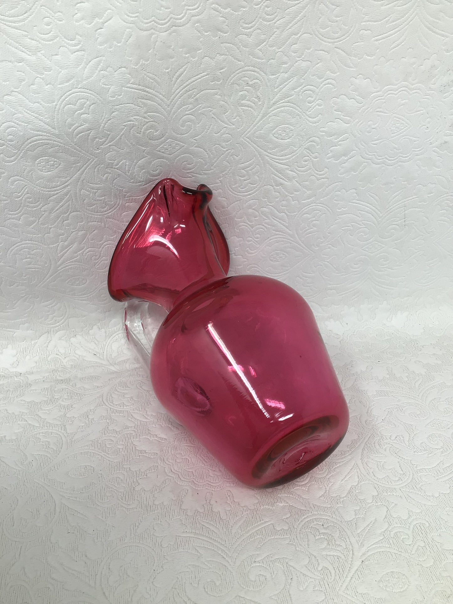 Small Hand-Blown Cranberry Glass Pitcher