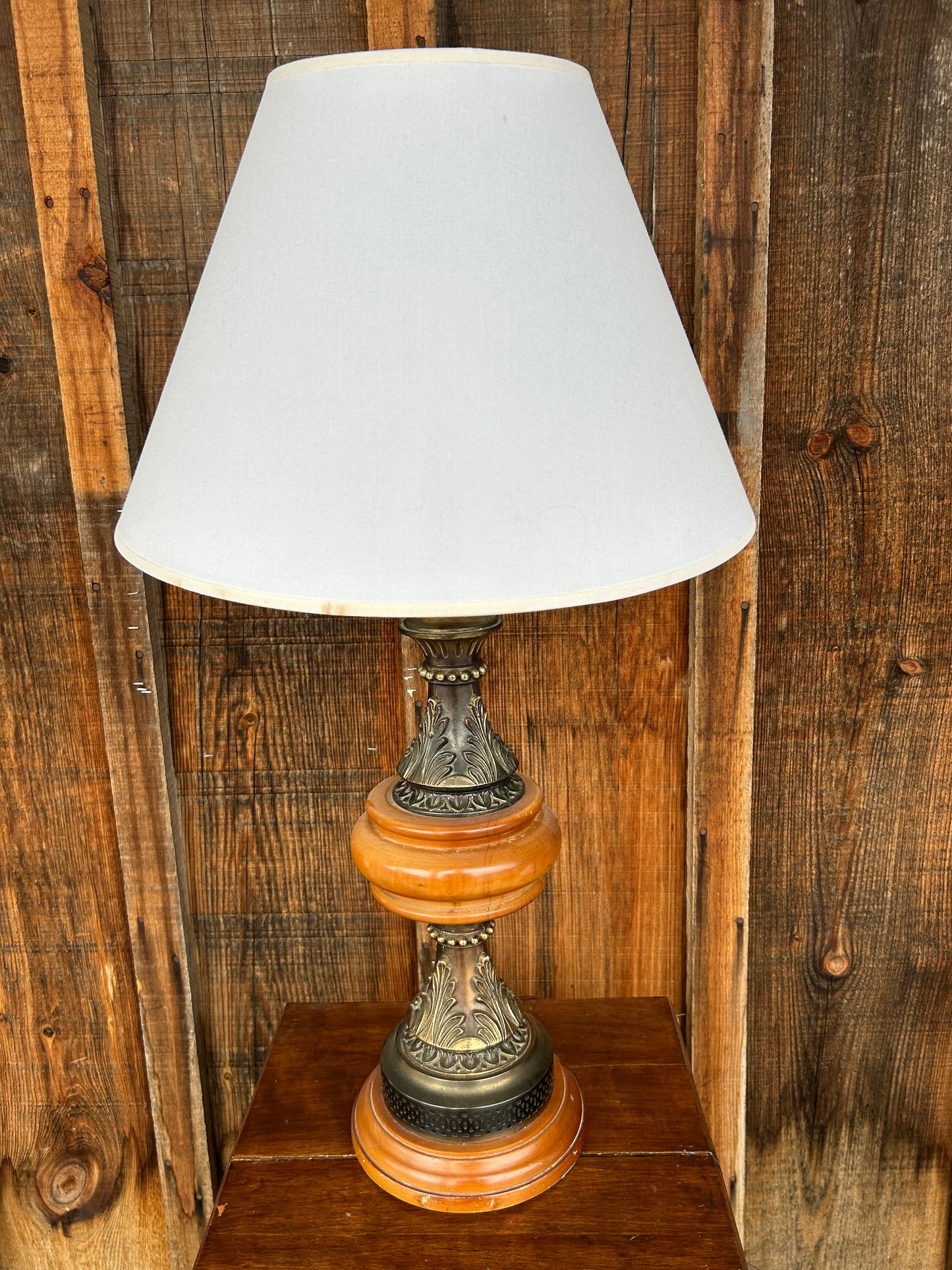 Wooden Metal Tiered Base Lamp