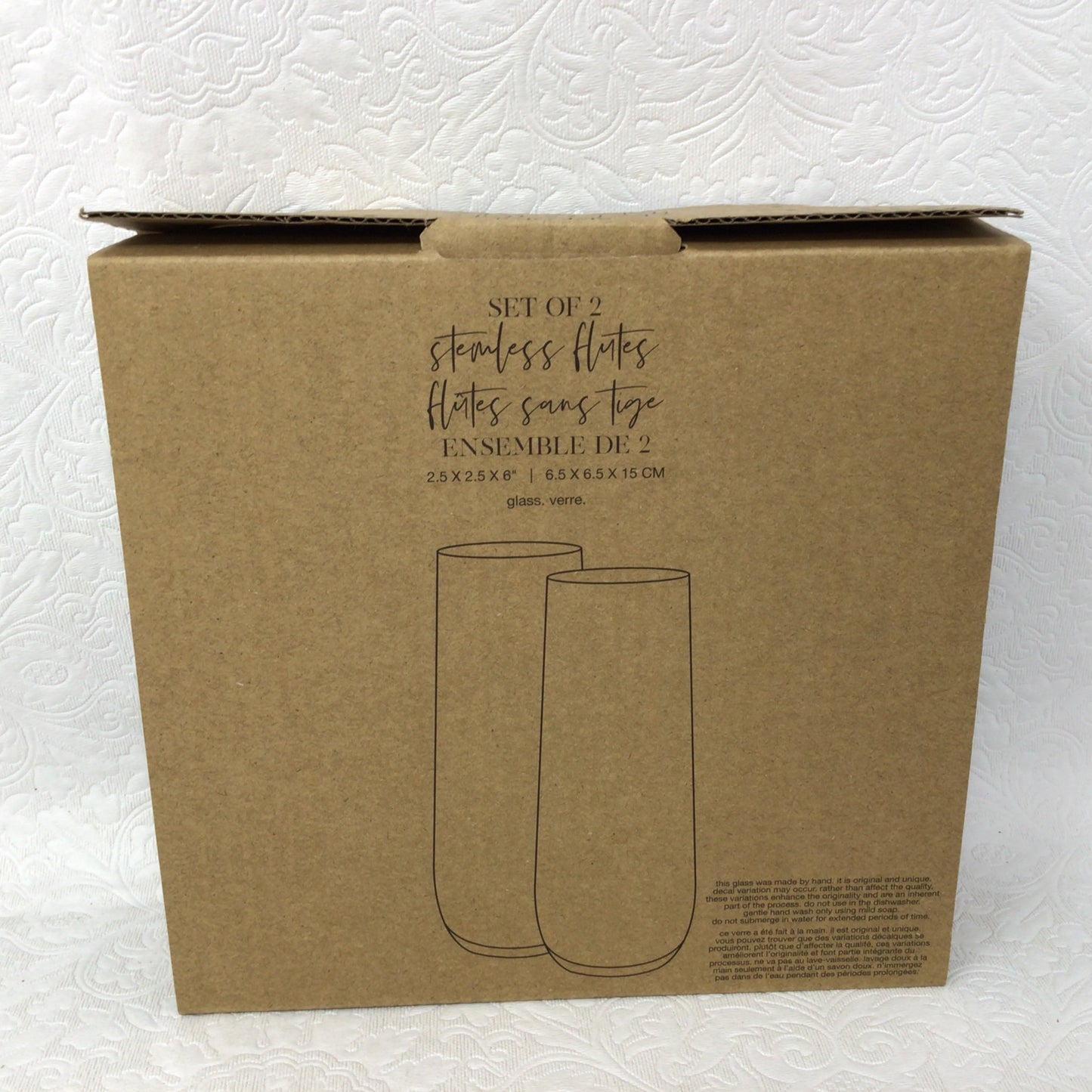 NEW Set of 2 Gold Confetti Stemless Flutes