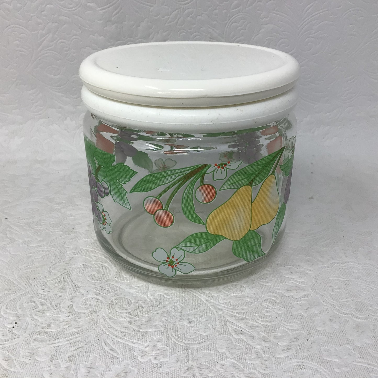 Vintage KIG Indonesia Fruit Pattern Glass Jars