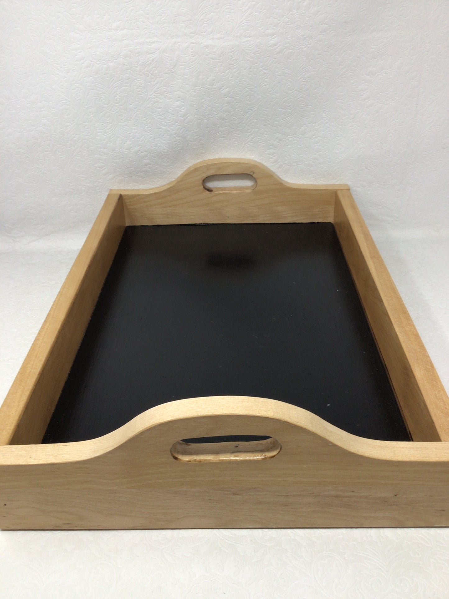 Wooden and Black Serving Tray