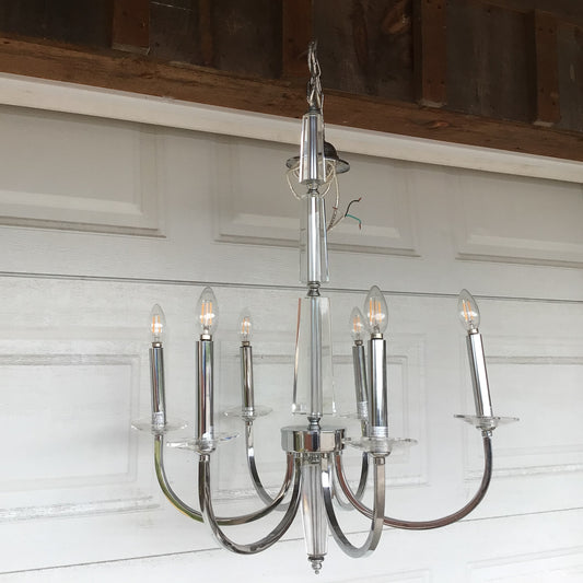 Chrome and Glass Chandelier