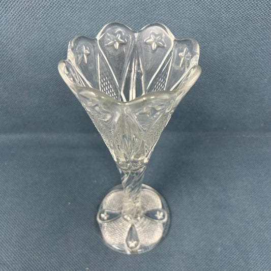 Vintage Ohio Flint Glass Clear Diamond Vase