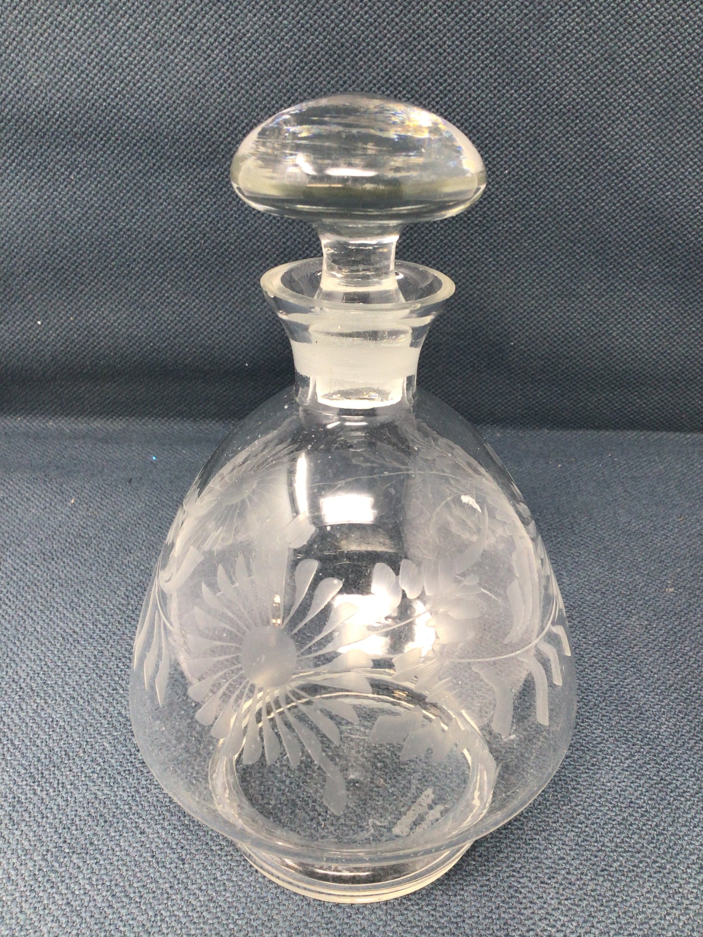 Czechoslovakia Floral Glass Decanter