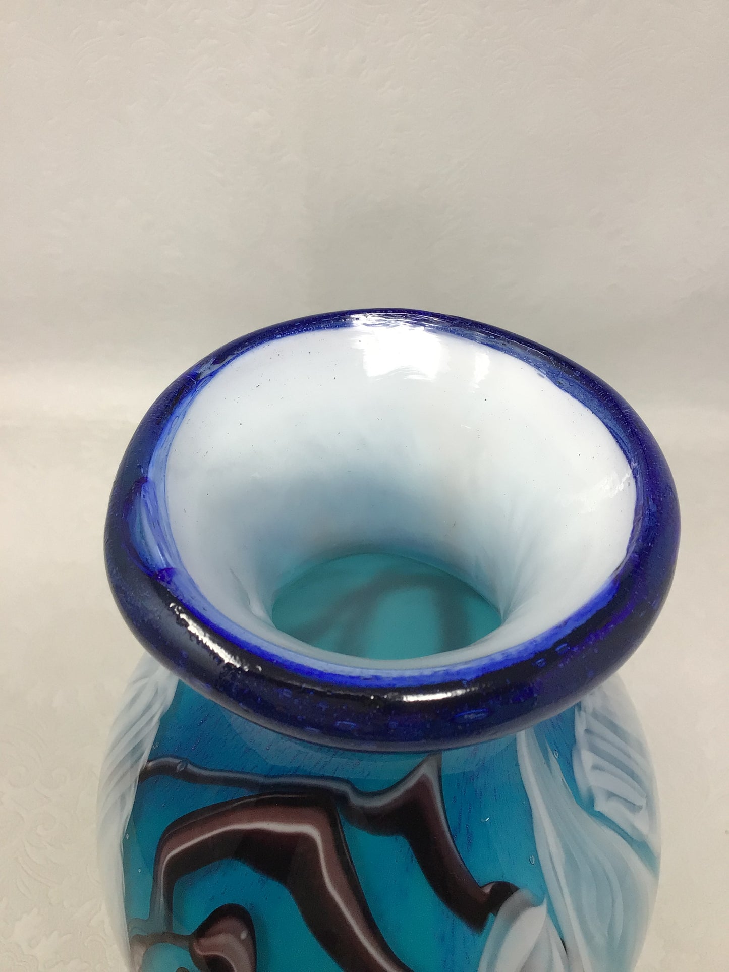 Heavy Blue Hand-Blown Vase