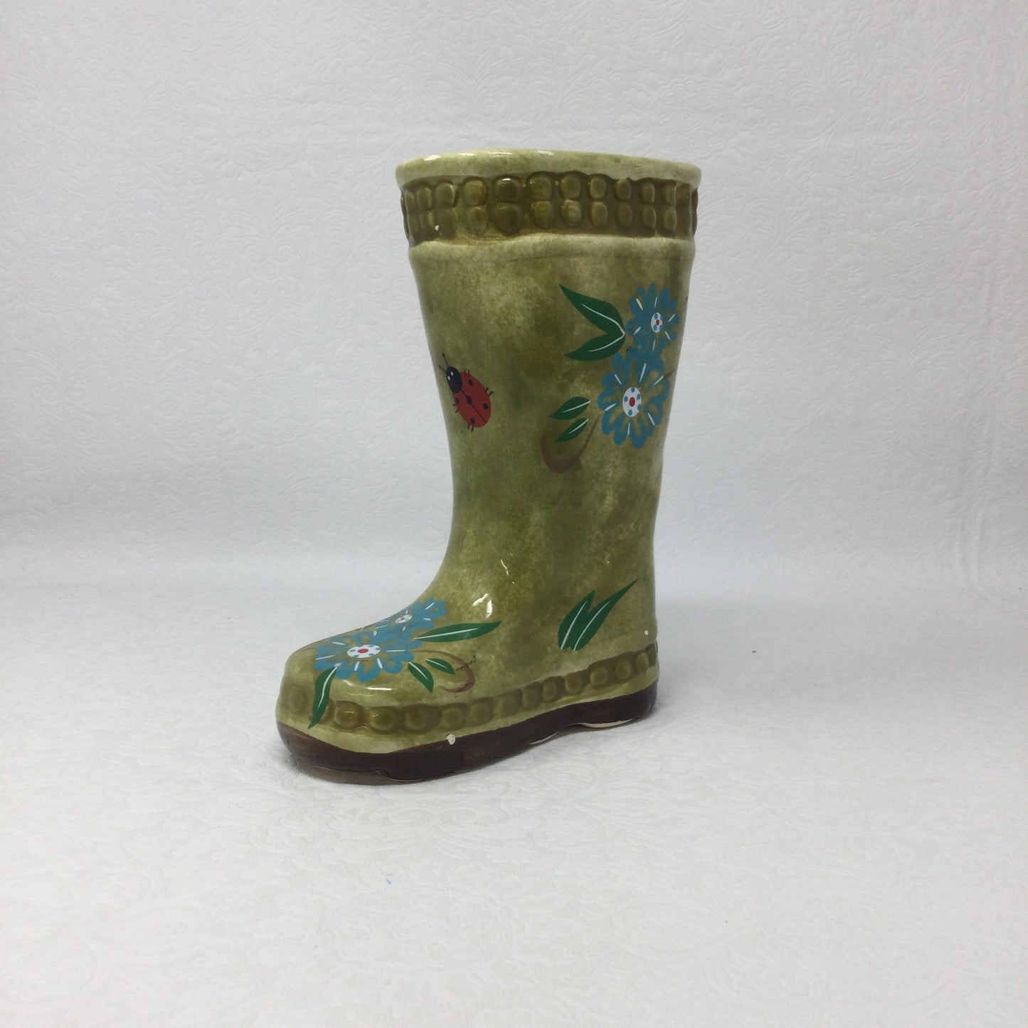 Vintage ceramic floral rain boot