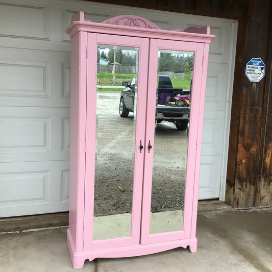 Pink Mirrored Armoire
