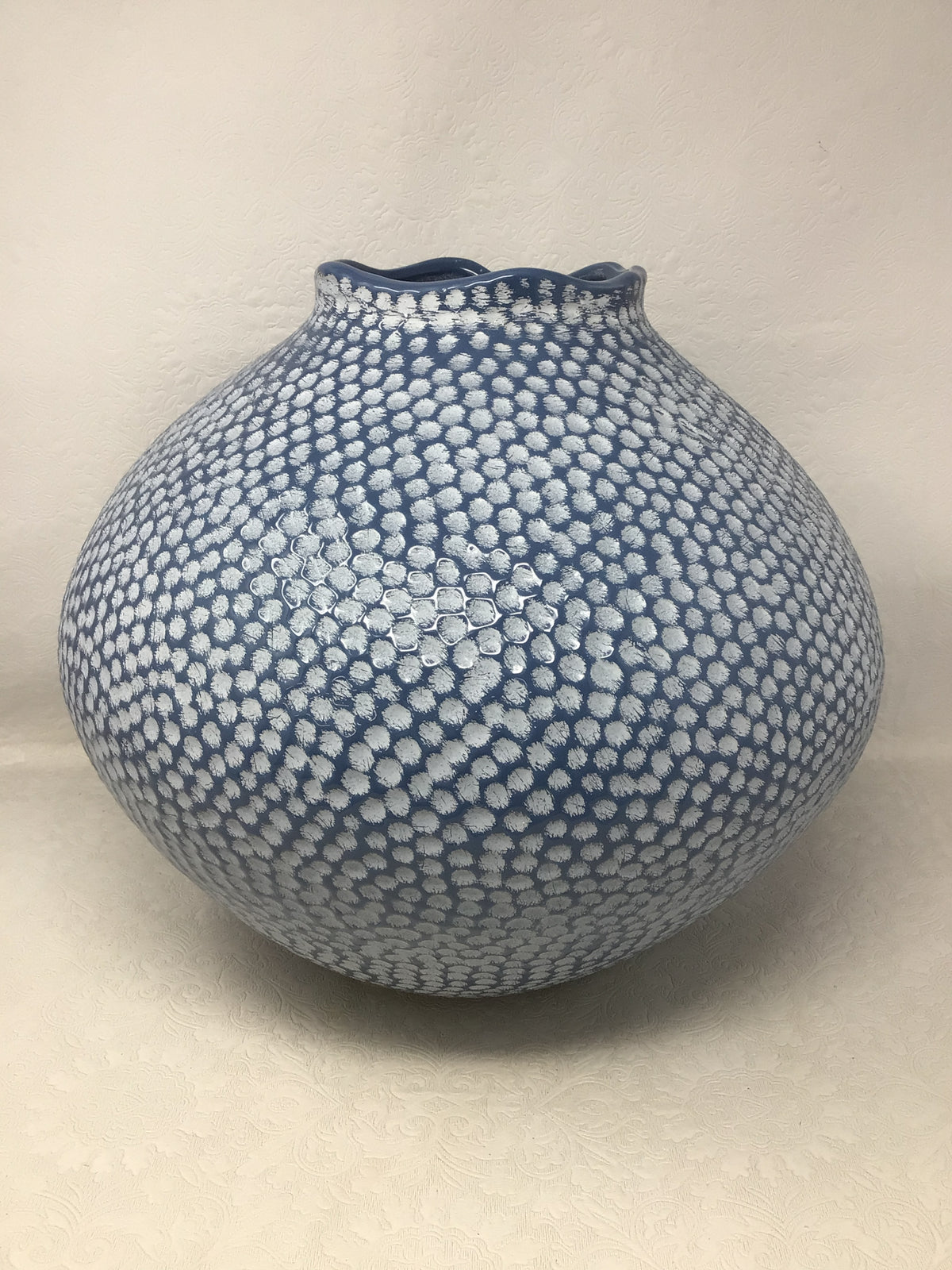 Blue and White Textured Vase