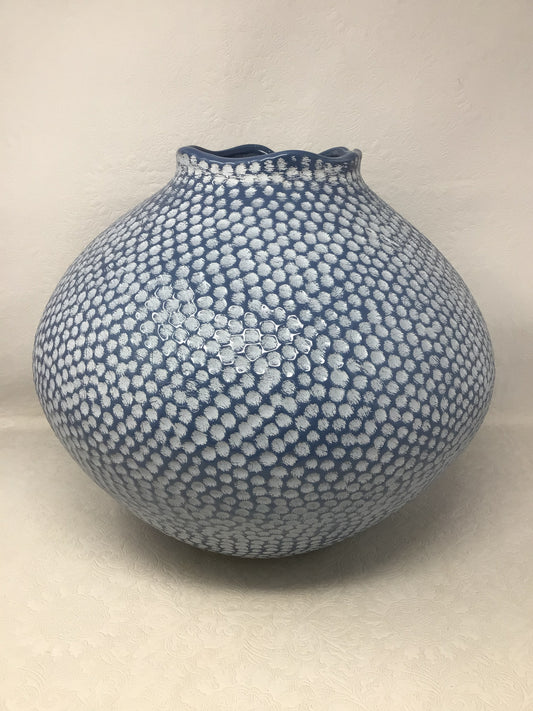 Blue and White Textured Vase