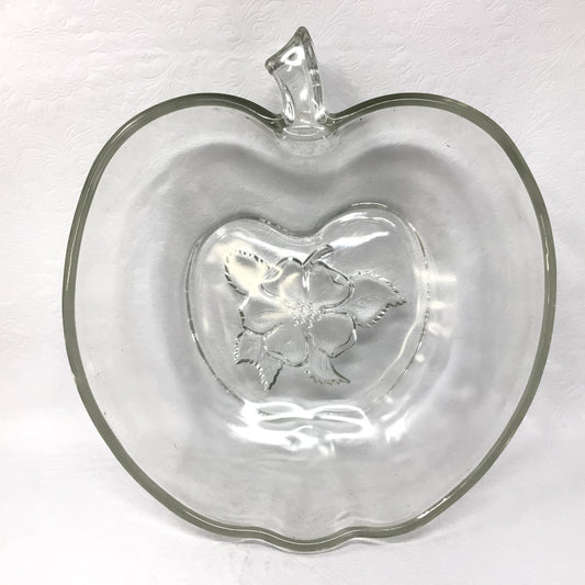 Large Vintage Hazel Atlas Orchard Apple Shaped Glass Serving Bowl